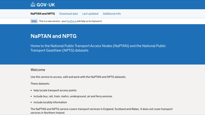 NaPTAN service on GOV.UK